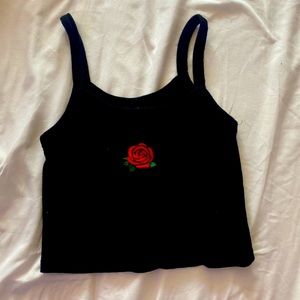 Black tank top with a rose